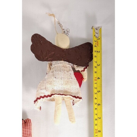 Christmas Soft Fabric Ornaments Lot Angels with Hope signs pillow rustic look - Picture 4 of 6